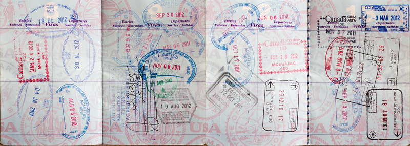 A passport full of stamps.