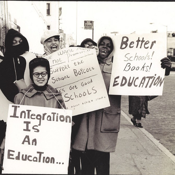 A group of African-Americans demonstrate for integrated education in New York City circa 1964.