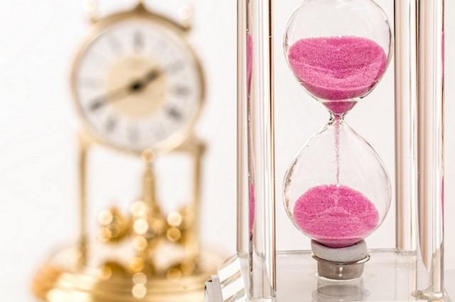 An image of an hourglass and a clock