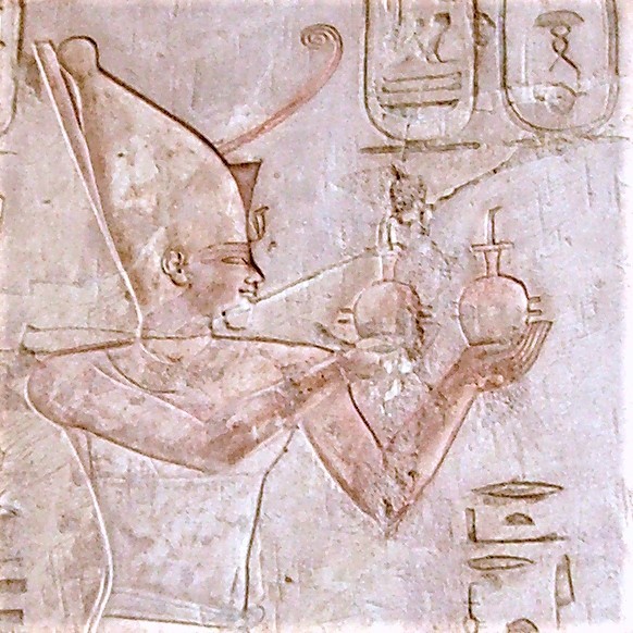 Relief of Psamtik I making an offering to Ra-Horakhty