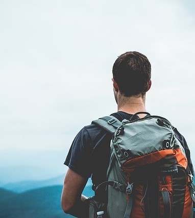 A backpacker on the trail.